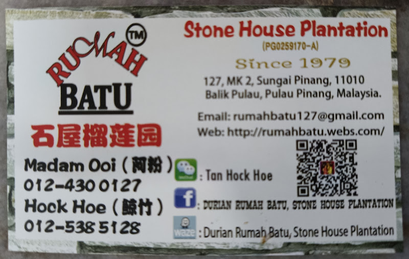 Durian Rumah Batu, Stone House Plantation